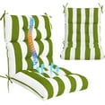 thumbnail image 1 of Outdoor High Back Chair Cushions 2-Pack, 44"x22"x 4" Fade-Resistant Waterproof Tufted Pads with Ties for Patio Rocking & Adirondack Chairs (Green White), 1 of 8