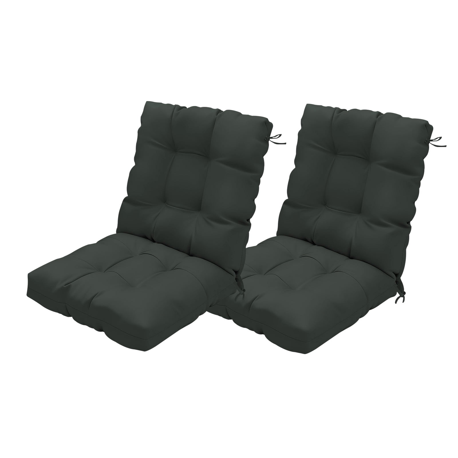 Outdoor High Back Chair Cushions Set of 2, 42"x21"x4" Tufted Waterproof Patio Cushion for Rocking & Dining Chairs, Soft Seat Pad with Ties, Fade-Resistant Indoor Outdoor Use