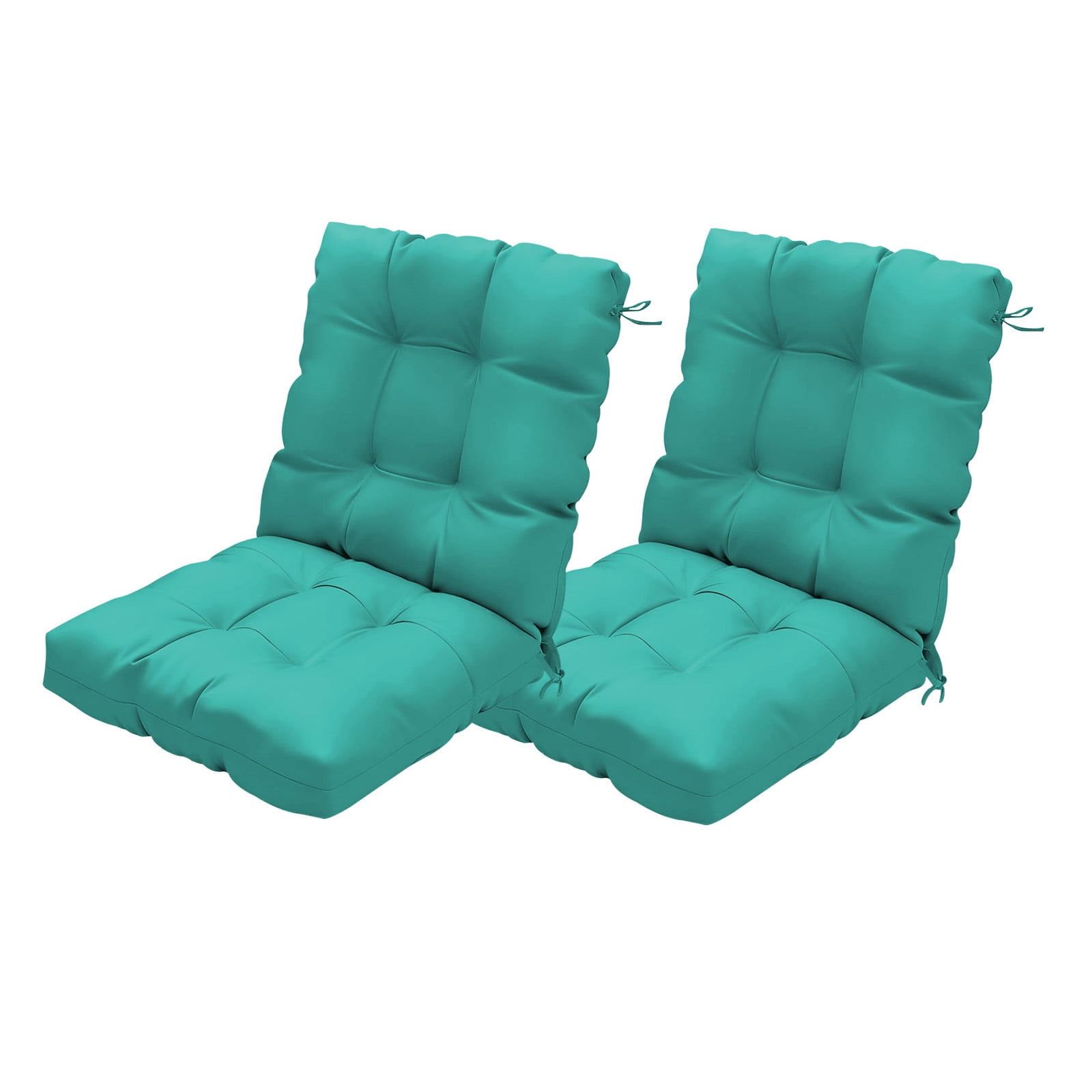 Outdoor High Back Chair Cushions Set of 2, 42"x21"x4" Tufted Waterproof Patio Cushion for Rocking & Dining Chairs, Soft Seat Pad with Ties, Fade-Resistant Indoor Outdoor Use