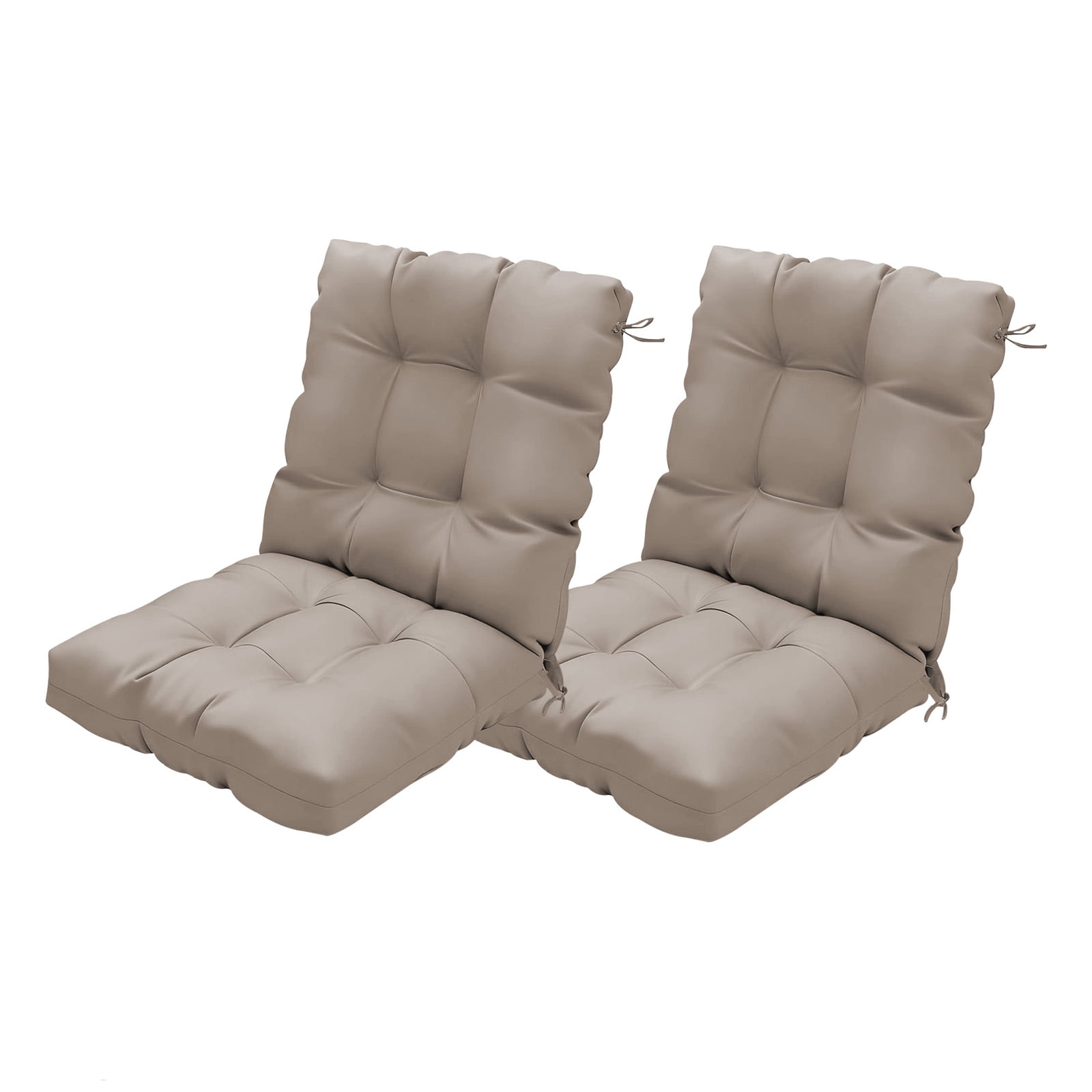 Outdoor High Back Chair Cushions Set of 2, 42"x21"x4" Tufted Waterproof Patio Cushion for Rocking & Dining Chairs, Soft Seat Pad with Ties, Fade-Resistant Indoor Outdoor Use