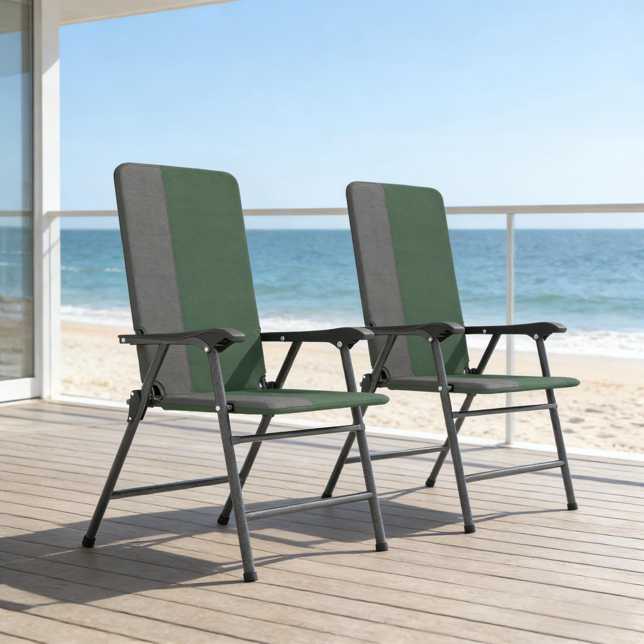 Outdoor High Back Chairs Set,Lawn Chairs,Folding Camping Chairs,Patio Chairs Set of 2