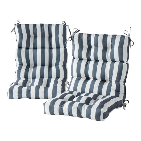 Canopy Stripe Gray 44 x 22 in. Outdoor High Back Chair Cushion (2-Pack) by Greendale Home Fashions