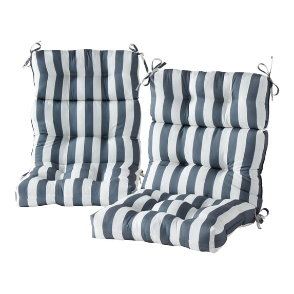 Canopy Stripe Gray 44 x 22 in. Outdoor High Back Chair Cushion (2-Pack) by Greendale Home Fashions