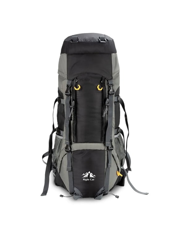 Outdoor Hiking Backpack Camping Rucksack with Rain Cover Shoulder Travel Bag Black 90L