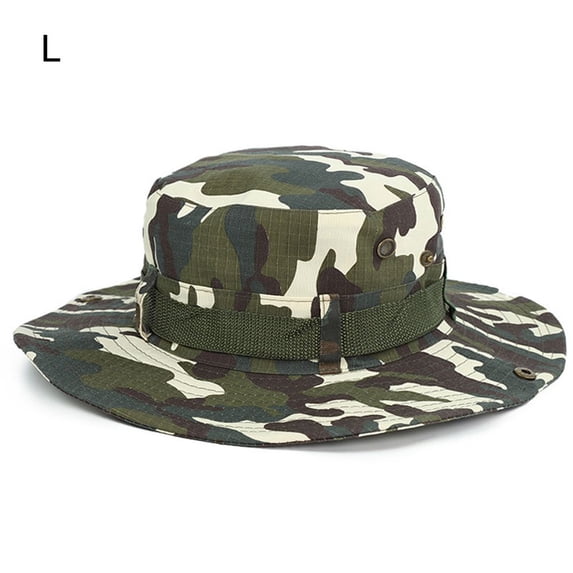Outdoor Hiking Camping Wide Brim Military Boonie Hat Fishing Cap Sun Hat Men's Bucket Hats COLOR L