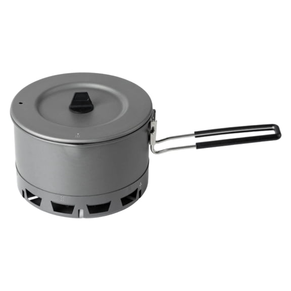 Outdoor Hiking Cookware with Folding Handle Space Saving Heat Exchange Camping Cooking Pots For Hiking Backpacking Picnics