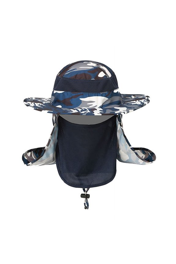 Outdoor Hiking Fishing Bucket Hat Wide Brim Boonie Snap Sun Hat Flap Ear Cap