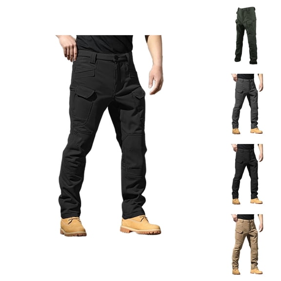 Outdoor Hiking Pants for Men 2025 Winter Waterproof Lined Warm Travel Work Utility Cargo Pants Trousers