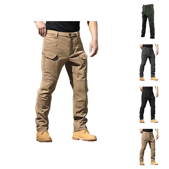 Outdoor Hiking Pants for Men 2025 Winter Waterproof Lined Warm Travel Work Utility Cargo Pants Trousers