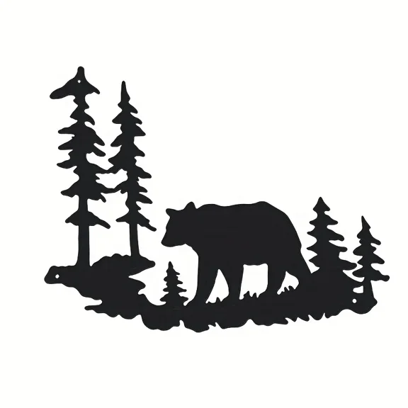 Iron Crafts Grove Brown Bear Metal Wall Hanging Home Living Room Wall Crafts Wrought Silhouette Decorative Wall Art Decor