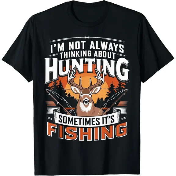 Outdoor Hunting Fishing Buck Graphic for Men Short Sleeve Casual Tee