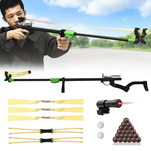 Outdoor Hunting Slingshot Dual-purpose Elastic Telescopic Long Professional Catapult Package