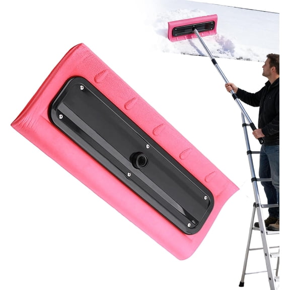 Outdoor Ice Broom Rake - Roof Snow Scraper Pusher, Foam Clearing Tool, Winter Rake Set with Balance, Driveway Supply Design, Removal Aid for Home, Vehicle, Lawn, Backyard(Pole Not Included)