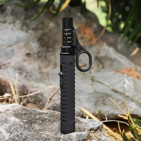 Outdoor Ignition Torch Lighter Camping Survival Igniter Butane Windproof Lighter Cigarette Cigar Accessories Men's Gift (No Butane) (Black)