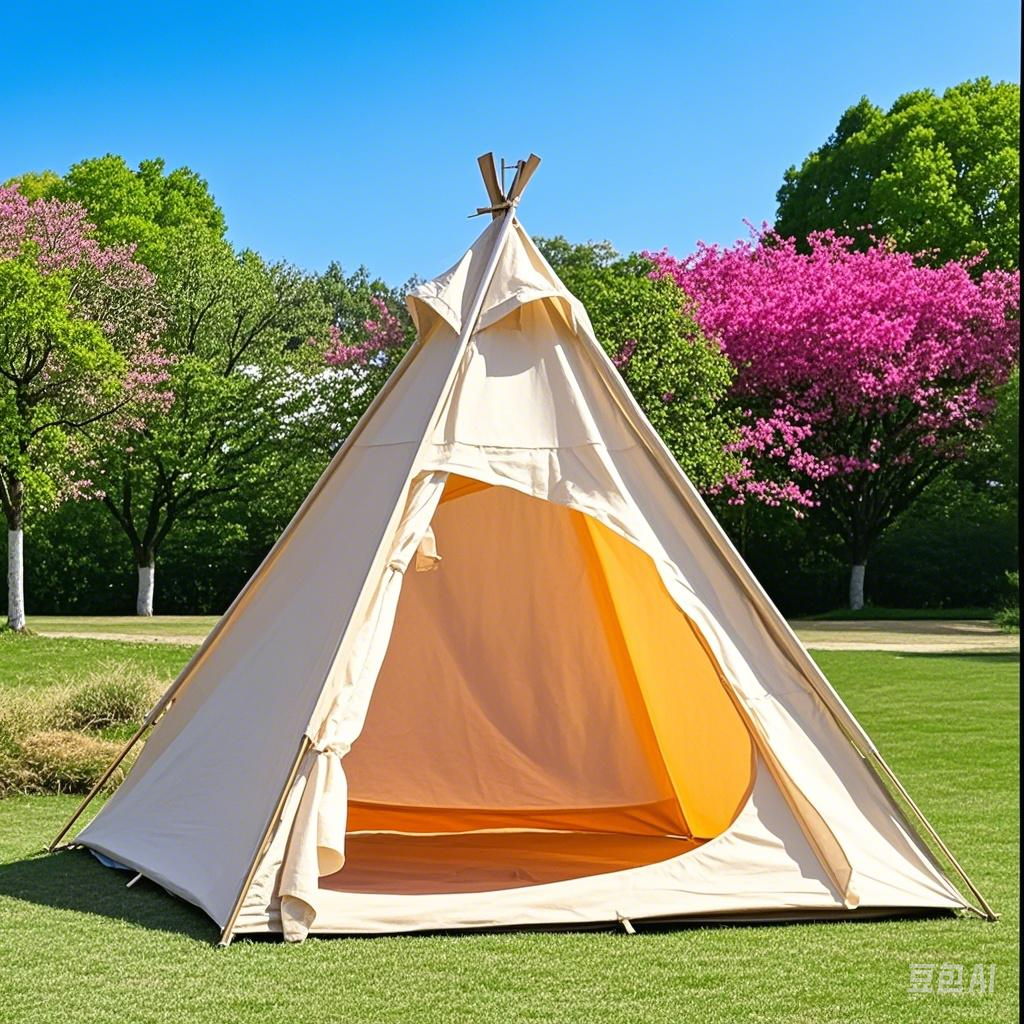 Outdoor Indian Pyramid Tent 3-4 Person Camping Tent with 300D Oxford Fabric Waterproof Luxury Glamping Tent for Family Camping & Outdoor Trips Teepee tent