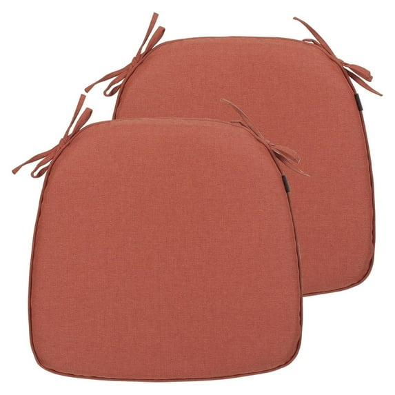 Outdoor/Indoor 17"x16"x2" Chair Cushions with Ties Set of 2, Waterproof All Weather U-Shape Seat Pads Decoration for Patio Garden Furniture Home Office (Coral Red)