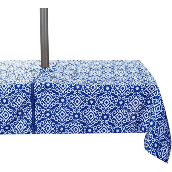 Outdoor Indoor 60x84 inch Rectangle Tablecloth with Umbrella Hole and Zipper, Waterproof Patio Table Cloths, Spring/Summer Table Covers for Backyard Circular Table/BBQs/Picnic