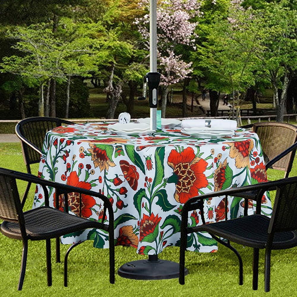70 round patio table cloth flannel backed umbrella hole Heavy Duty Vinyl Fitted Tablecloth | Cover Nova Leather Look Heavy Duty