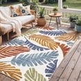 thumbnail image 1 of Outdoor & Indoor Area Rug 5'x8', Waterproof, Non-Shedding, Easy Cleaning, Leaf Mat for Patio, Living Room, Balcony, Dining Room, RV, Deck, Bedroom, Camping, Outside Carpet, Beige Grey, 1 of 10