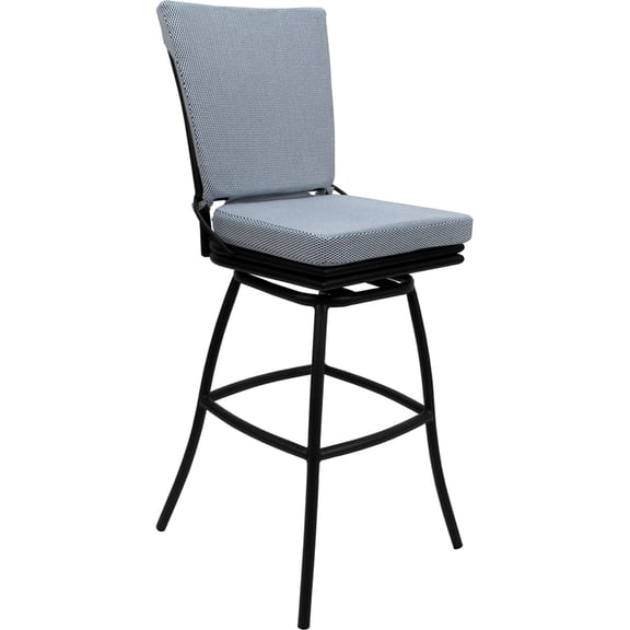 Outdoor/Indoor Swivel Bar Stool 30" Seat - Ofir Armless - Blue Fabric - Black