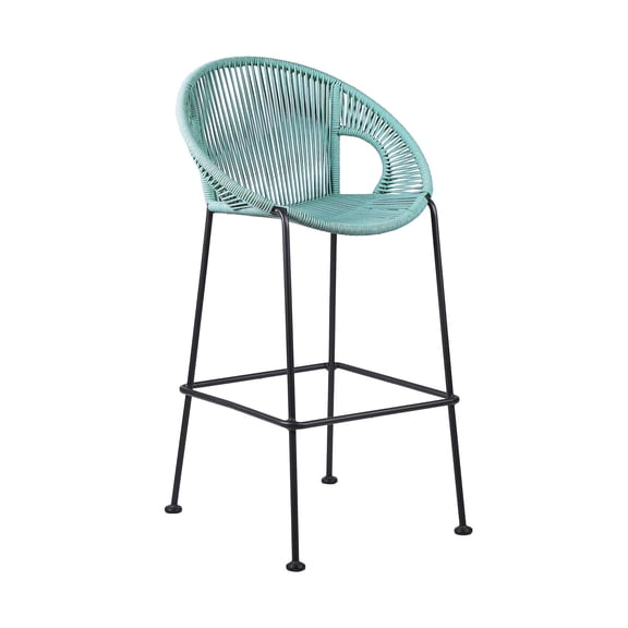 Outdoor Indoor Bar Stools 30 Modern Steel Wasabi Rope for Kitchen Island | Steel | Lattice Back