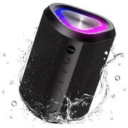Portable Bluetooth Speaker with LED Lights,Bluetooth 5.3,24H Playtime,Stereo Bass,Built-in Microphone,IPX7 Waterproof Wireless Outdoor Speaker,Black