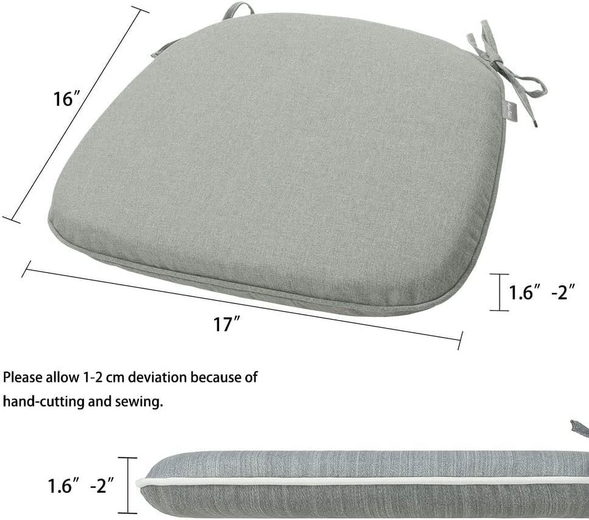 Outdoor/Indoor Chair Cushions Set of 4, Waterproof U-Shape Seat Pads with Ties for  Garden Furniture Home Office (Light Grey)