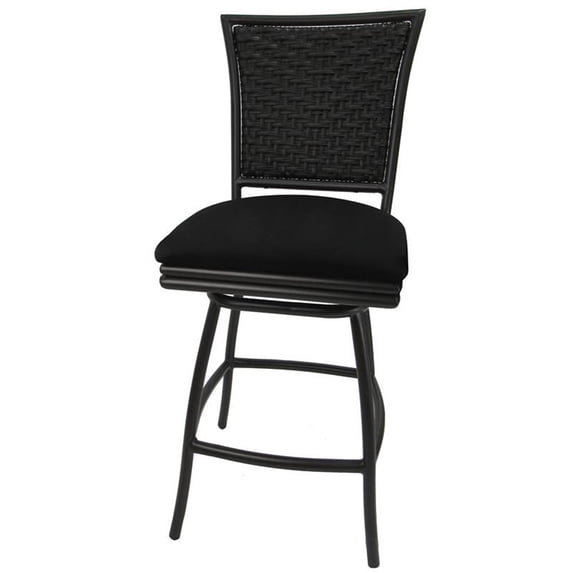 Outdoor Swivel Counter Stool 26" Seat - Erin - Black Fabric - Brown Metal