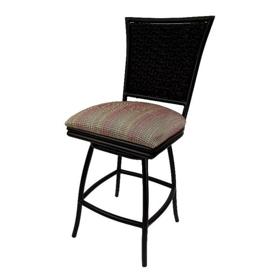 Outdoor/Indoor Counter 26" Bar Stool without Arms - Multi Sun Fabric-Black Frame