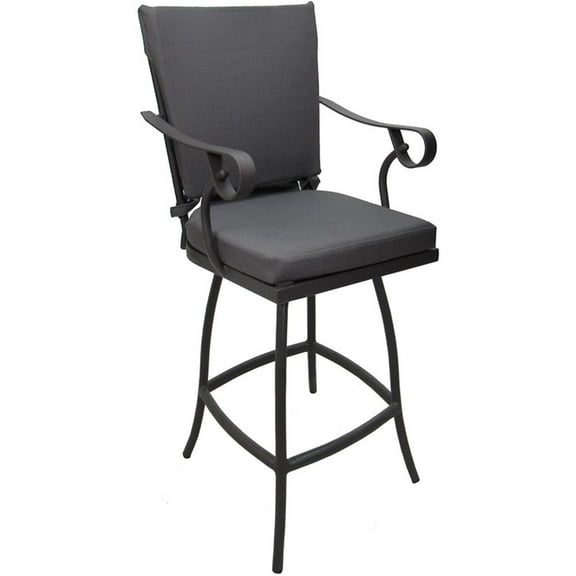 Outdoor/Indoor Counter Bar Stool 26" Jamey - Dark Gray Linen Fabric - Gray Frame