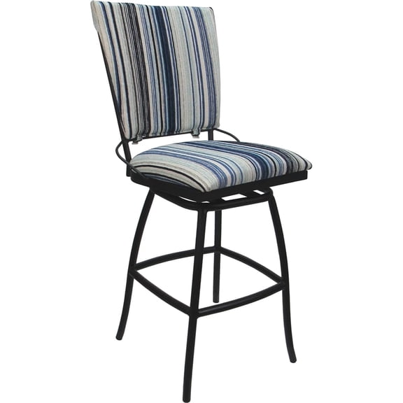 Outdoor Indoor Counter Bar Stool Jenna PB Armless - Driftwood Blue Fabric - Gray