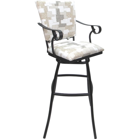 Aluminum Outdoor Indoor Counter Stool 26"-Jenna PB/Arms-Craft White Fabric-Gray
