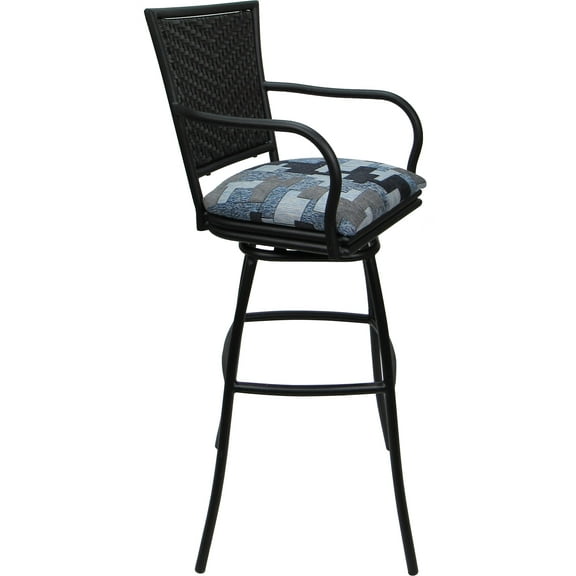 Outdoor Indoor Counter Stool 26" Seat - Erin - Craftsman Flint Fabric - Black