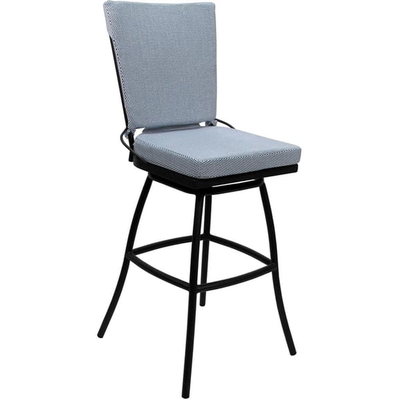 Outdoor/Indoor Counter Stool 26" Seat - Jamey Armless - Blue Fabric - Black