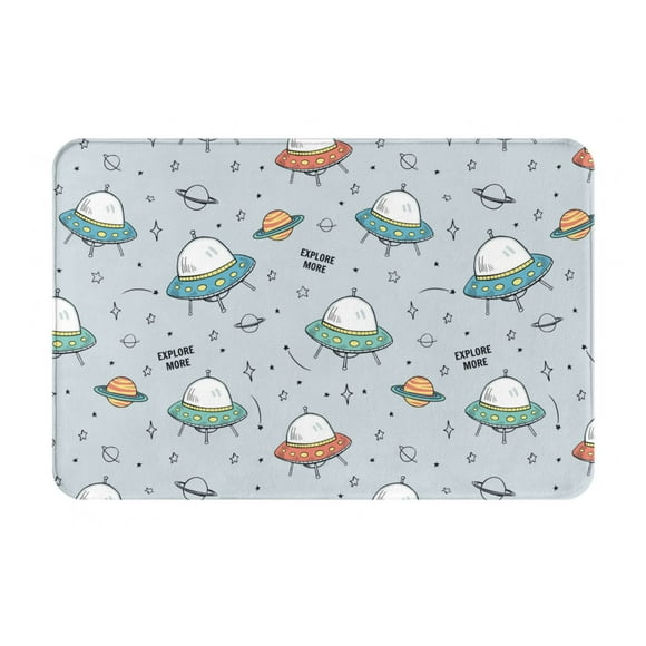 Outdoor Indoor Door Mat, Spaceship Non Slip Bath Mat, 16*24in Welcome Mat, Absorbent Cleaned Kitchen Mat for Entryway