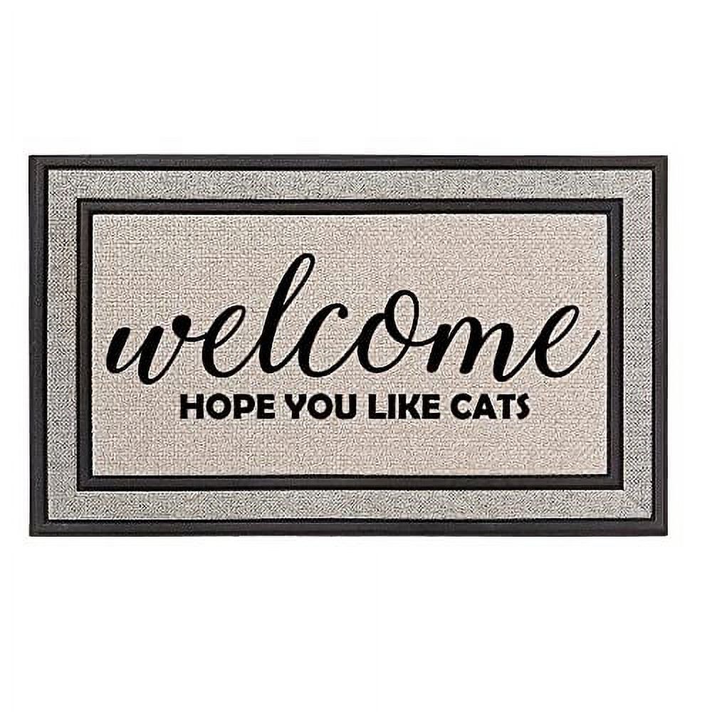 Outdoor Indoor Doormat 18" X 30" Gray / Beige / Black Rubber Backed
