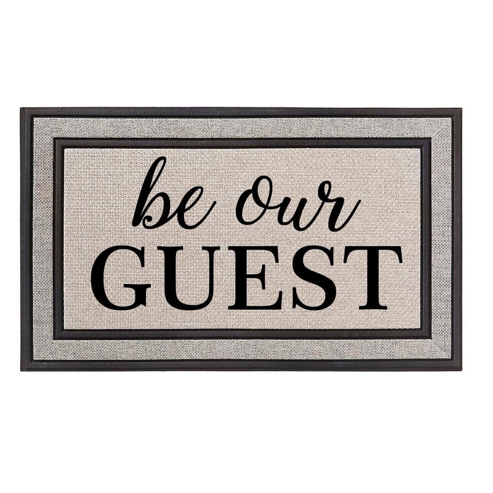 Outdoor Indoor Doormat 18" x 30" Gray/Beige/Black Rubber Backed Door Mat Be Our Guest