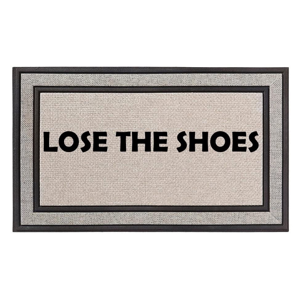 Outdoor Indoor Doormat 18" x 30" Gray/Beige/Black Rubber Backed Door Mat Lose The Shoes