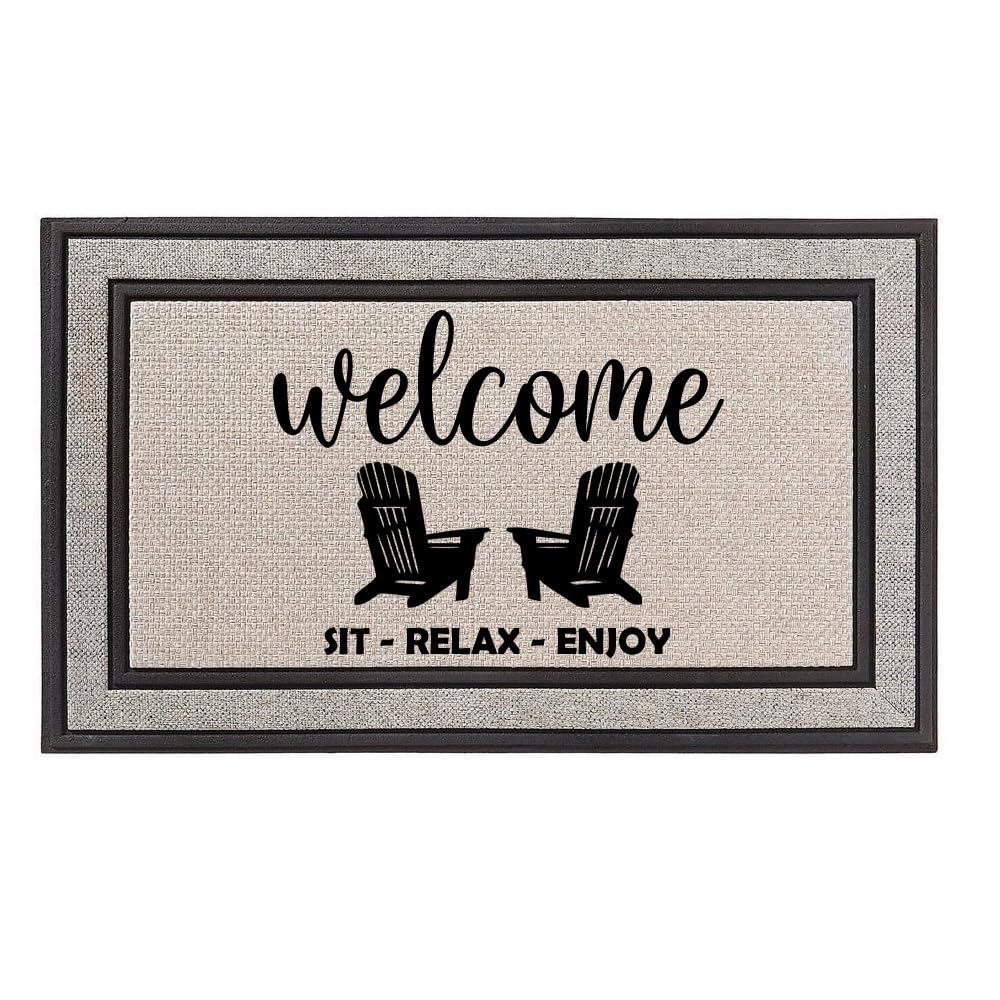 Outdoor Indoor Doormat 18" x 30" Gray/Beige/Black Rubber Backed Door