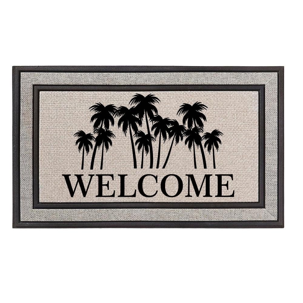 Outdoor Indoor Doormat 18" x 30" Gray/Beige/Black Rubber Backed Door