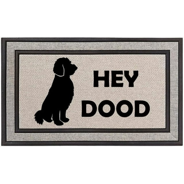 Outdoor Indoor Doormat Gray Beige Door Mat Hey Dood Doodle Labradoodle