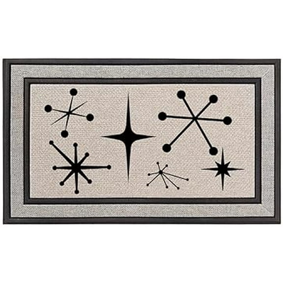 Outdoor Indoor Doormat Gray Beige Door Mat Starbusts Mid Century Modern Art Deco Retro for Front Door Mat Outdoor Entrance Mats Indoor Floor Mats Non Slip Bathroom Mat 17x30 Inch