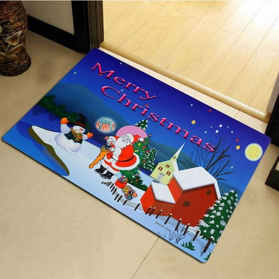 Outdoor Indoor Entrance Doormat, Non Slip Rubber Backing Door Mat, Low-Profile Mats for Entry Garage Patio High Traffic Areas, Christmas Ornament Holiday Doormat Entry Floor Mat (Christmas Doormat-H)