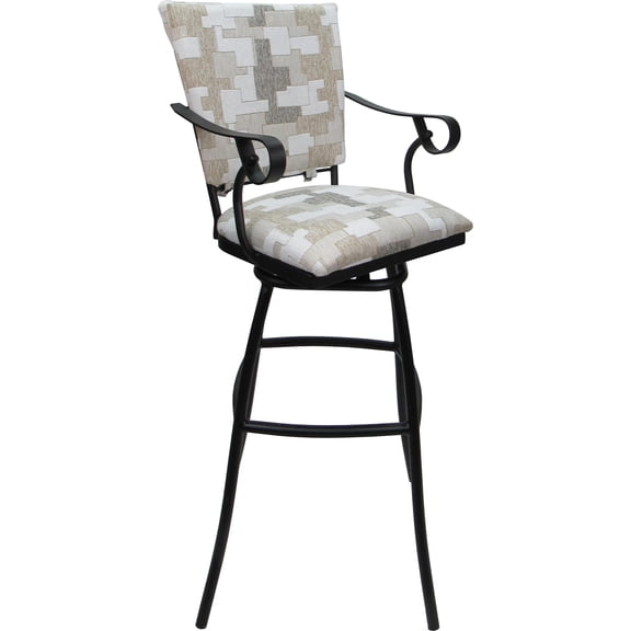 Aluminum Outdoor Indoor Extra Tall Stool - Jenna PB Arms - White Fabric - Black