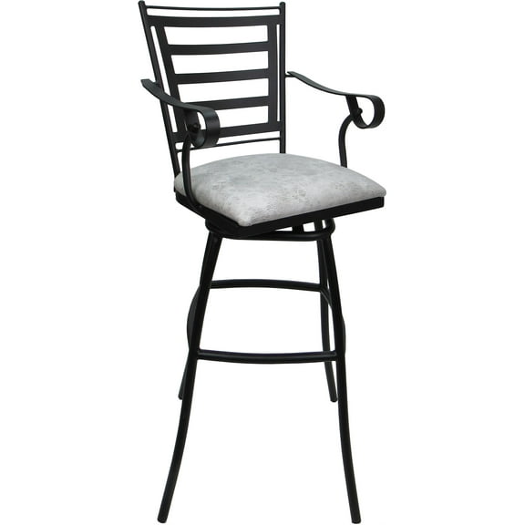 Aluminum Outdoor Indoor Extra Tall Stool 34"-Jenna Arms-UH Wh Stone Vinyl-Black