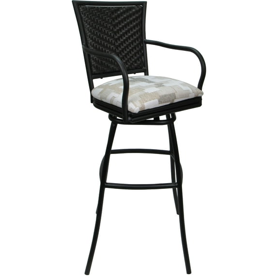 Outdoor Indoor Extra Tall Swivel Stool 34" Erin - Craftsman White Fabric - Black