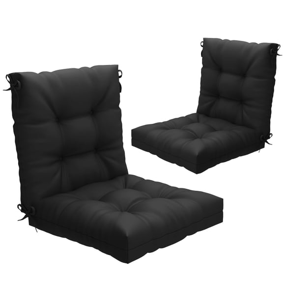 Outdoor Chair Cushions Set of 2, 42x21x4 Inch Patio Cushion for Dining/Rocking Chairs Water Resistant All-Weather Tufted Seat Back Patio Furniture Cushions with Ties Navy