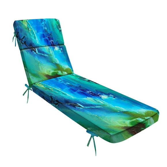 Outdoor Indoor Lounge Patio Cushion abstract art white turquoise dark blue green black lime Water-Resistant Chaise Lounge Cushion for Chair Patio Furniture Seat Cushion