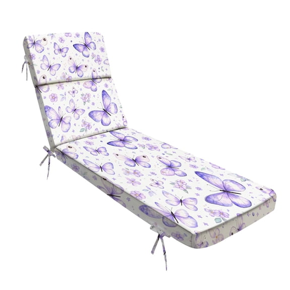 Outdoor Indoor Lounge Patio Cushion watercolor butterflies Purple butterflies Water-Resistant Chaise Lounge Cushion for Chair Patio Furniture Seat Cushion