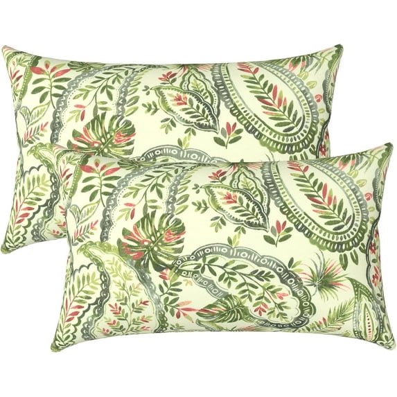 Outdoor/Indoor Lumbar Pillow Covers, Patio Decorative Lumbar Pillow Covers, All Weather Cushion Cases for Sofa, Patio Couch Decoration 12x20, 2 Pack, Faylinn Shadow Paisley